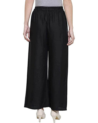 Black Rayon Cotton Regular Fit Palazzo Pants for Women 