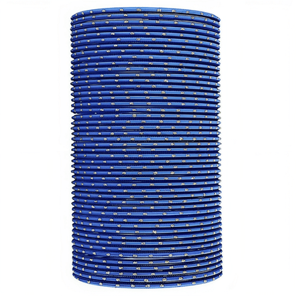 Blue Textured Bangles with Golden Dots Metal Bangles Set of 48 Bangles