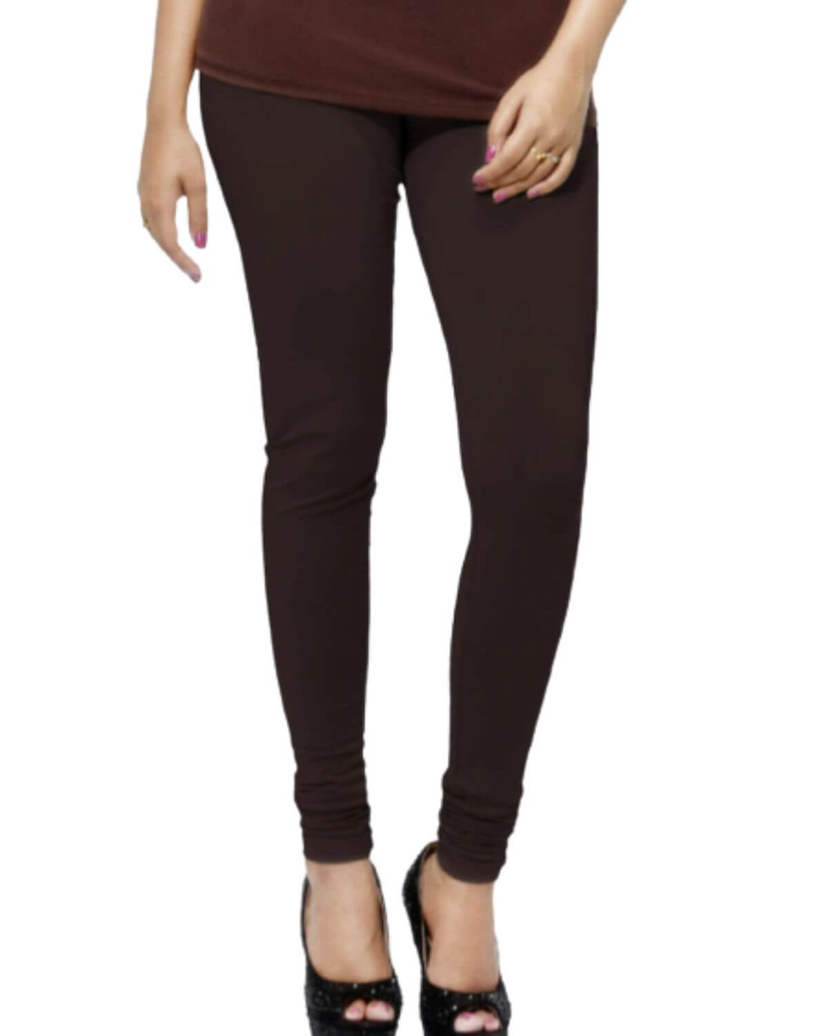 Women's Regular Fit Super Comfy Lycra Cotton Stretchable Leggings for Women, Dark Brown