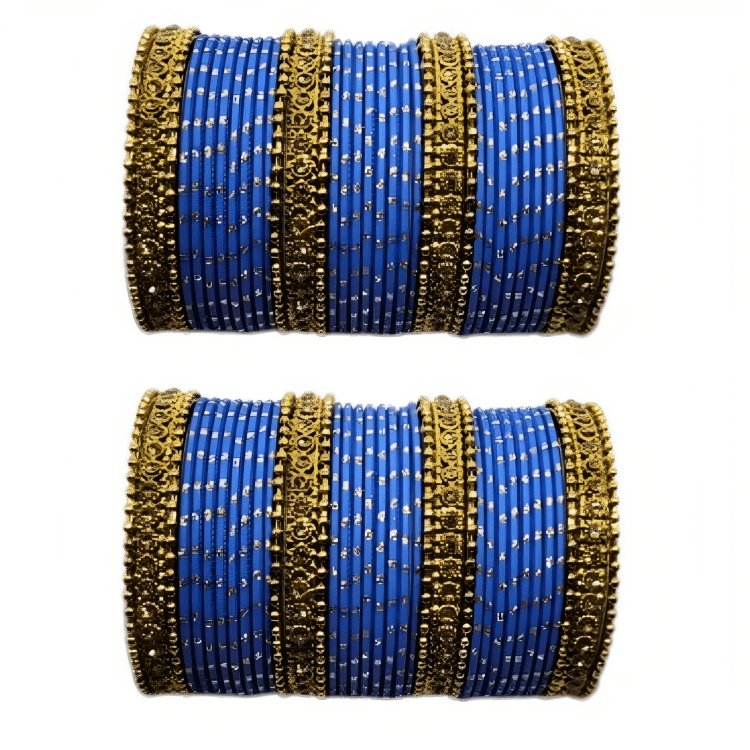 Oxidised Bangles with Beautiful Golden Dot Bangles Set of 2