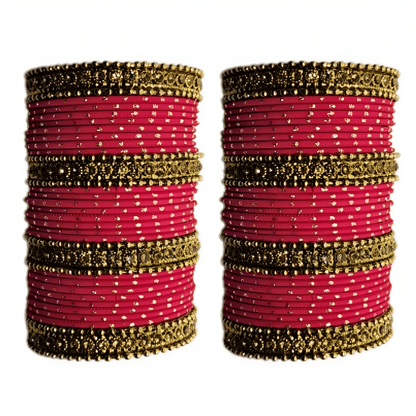 Oxidised Bangles with Beautiful Golden Dot Bangles Set of 2