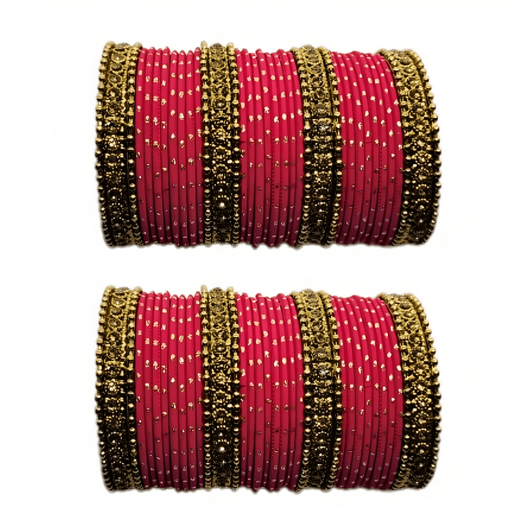 Oxidised Bangles with Beautiful Golden Dot Bangles Set of 2