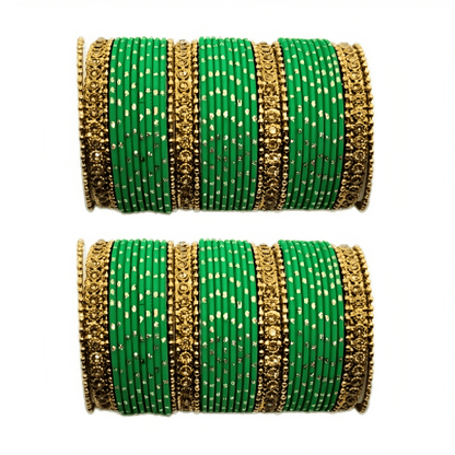 Oxidised Bangles with Beautiful Golden Dot Bangles Set of 2