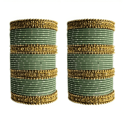 Oxidised Bangles with Beautiful Golden Dot Bangles Set of 2