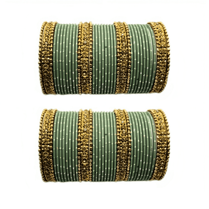 Oxidised Bangles with Beautiful Golden Dot Bangles Set of 2