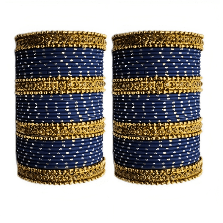 Oxidised Bangles with Beautiful Golden Dot Bangles Set of 2