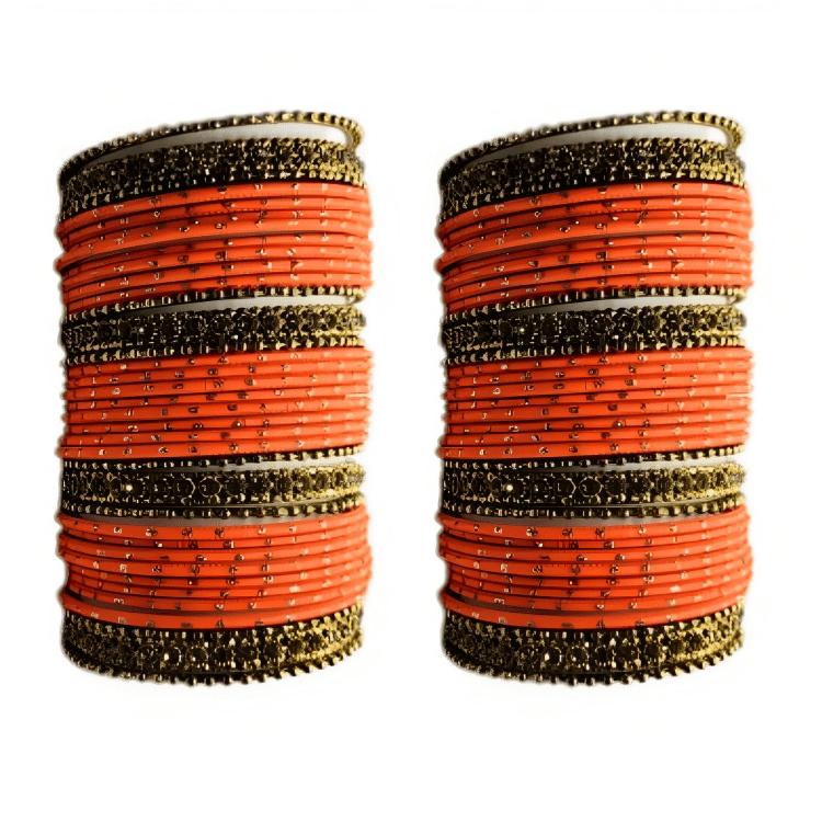 Oxidised Bangles with Beautiful Golden Dot Bangles Set of 2