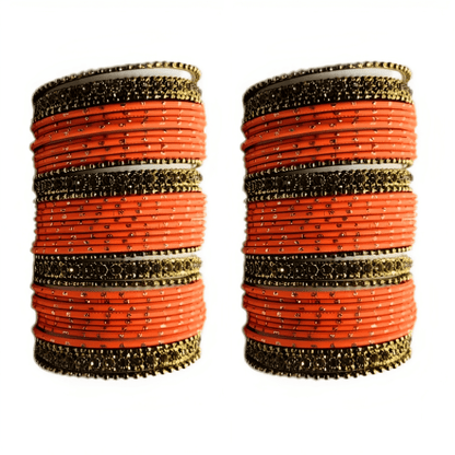 Oxidised Bangles with Beautiful Golden Dot Bangles Set of 2