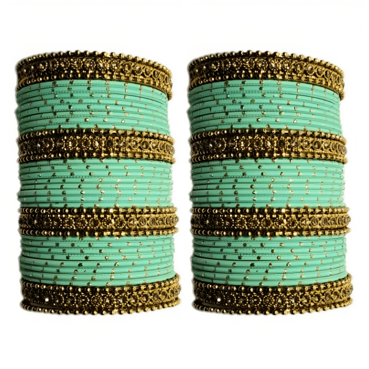 Oxidised Bangles with Beautiful Golden Dot Bangles Set of 2