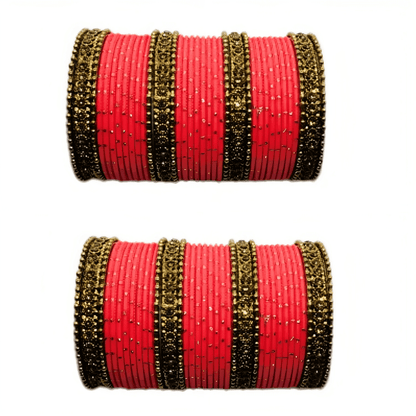 Oxidised Bangles with Beautiful Golden Dot Bangles Set of 2