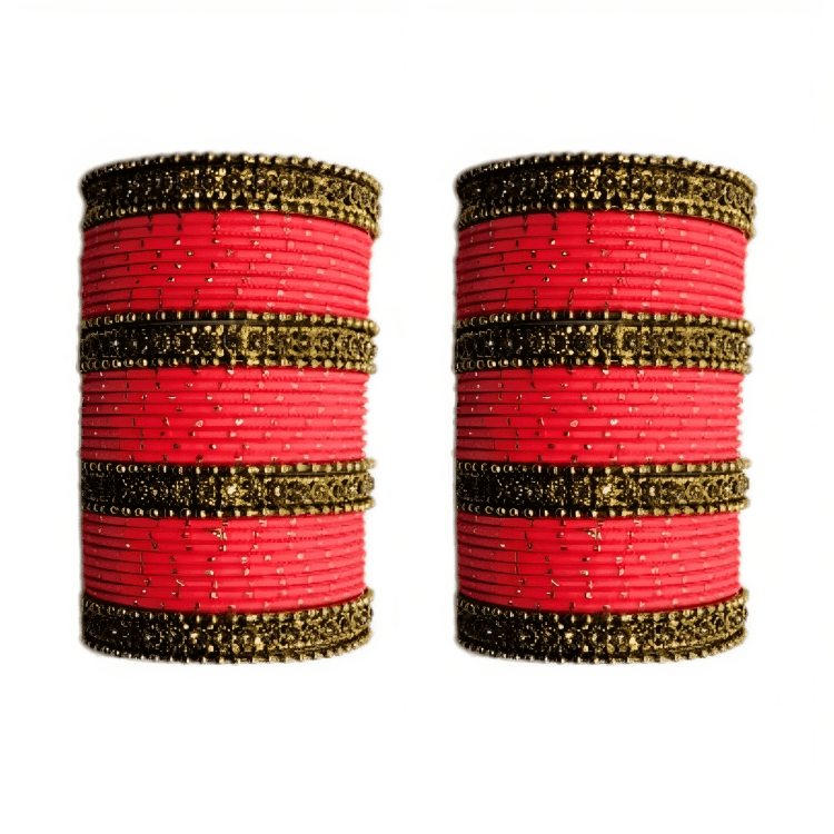 Oxidised Bangles with Beautiful Golden Dot Bangles Set of 2