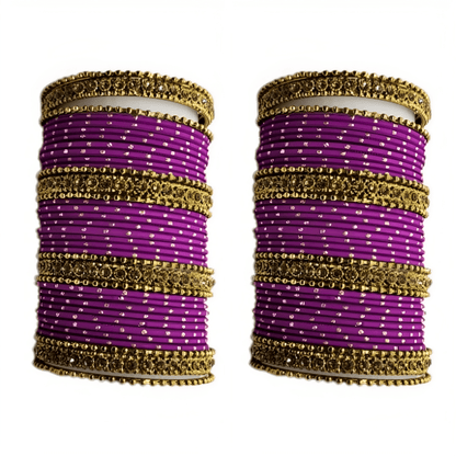 Oxidised Bangles with Beautiful Golden Dot Bangles Set of 2