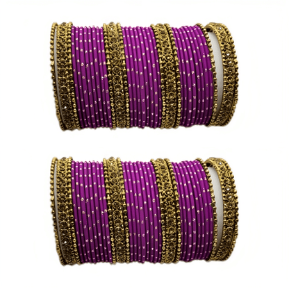 Oxidised Bangles with Beautiful Golden Dot Bangles Set of 2