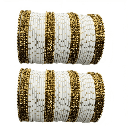 Oxidised Bangles with Beautiful Golden Dot Bangles Set of 2