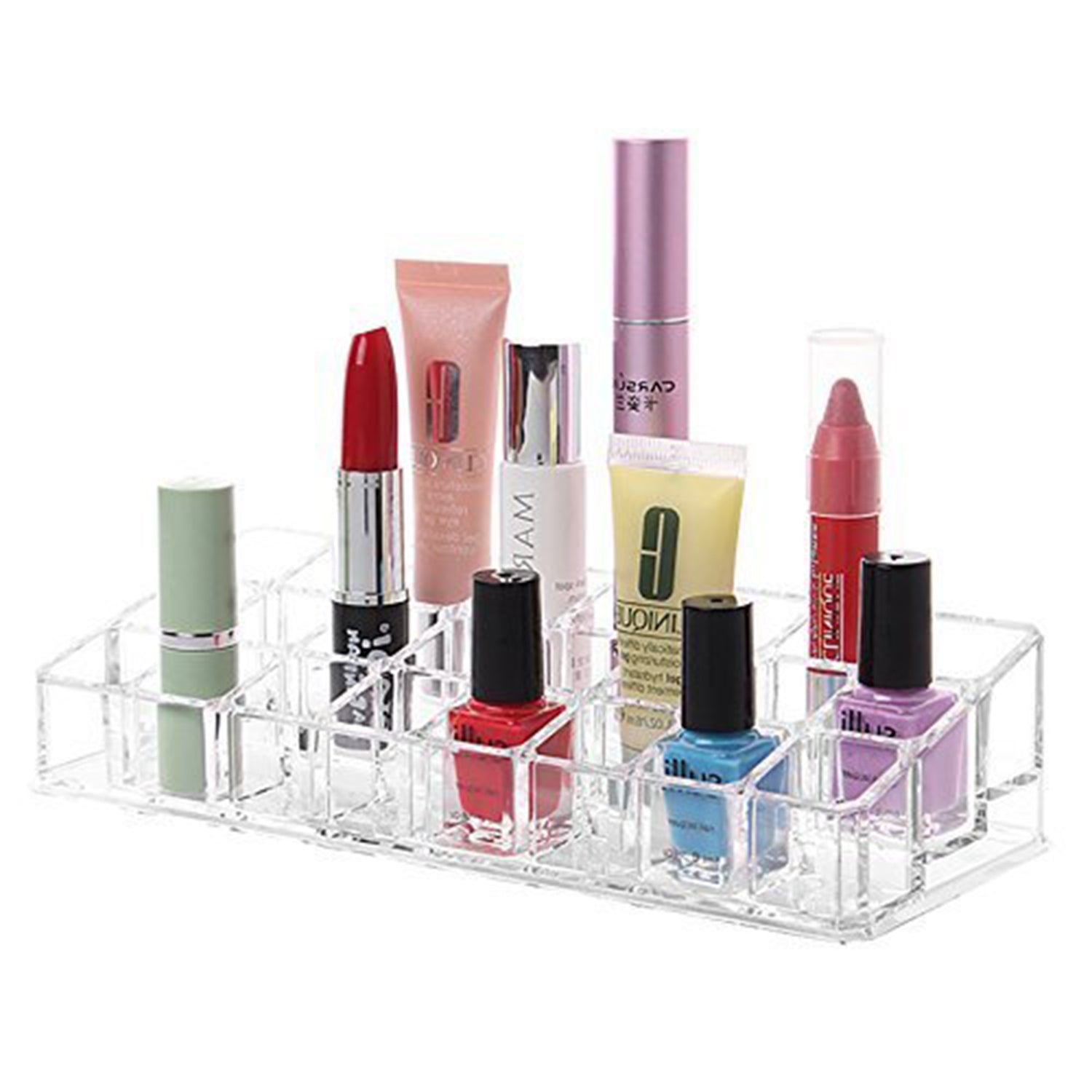 24 Compartment Acrylic Lipstick & Makeup Organizer Tray For Women