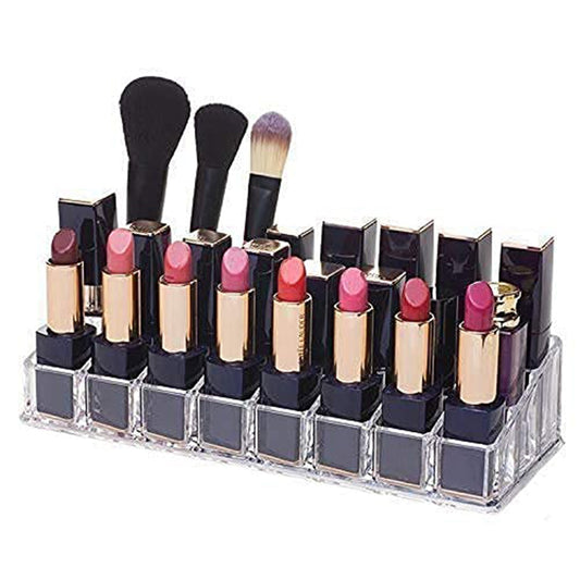 24 Compartment Acrylic Lipstick & Makeup Organizer Tray For Women