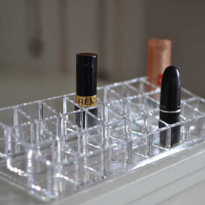 24 Compartment Acrylic Lipstick & Makeup Organizer Tray For Women