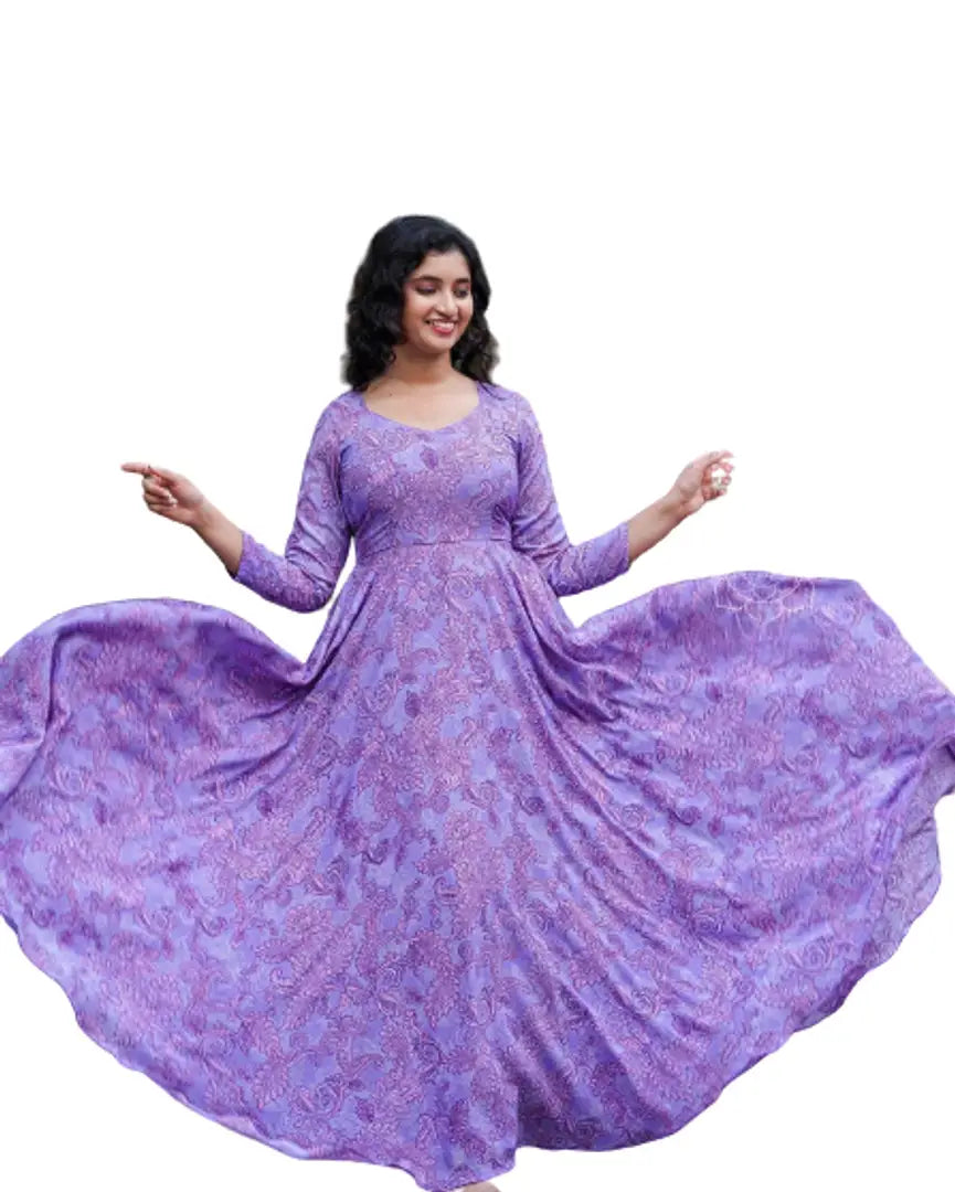 PURPLE COLOURED GEORGETTE   GOWN WITH DUPATTA