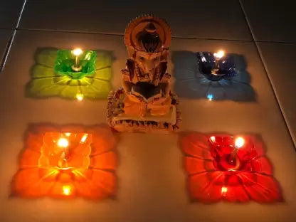 3D Ragoli Reflector & Reusable 2 In 1 Fancy Water Sensor Diya for Diwali Pooja