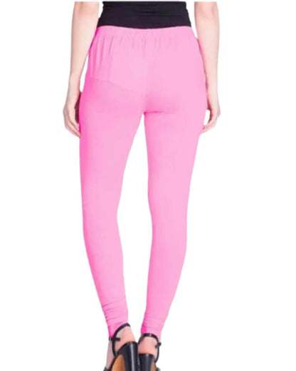 Women's Regular Fit Super Comfy Lycra Cotton Stretchable Leggings for Women, Baby Pink