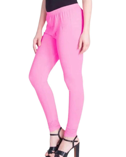 Women's Regular Fit Super Comfy Lycra Cotton Stretchable Leggings for Women, Baby Pink