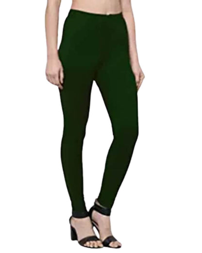 Women's Regular Fit Super Comfy Lycra Cotton Stretchable Leggings for Women, Bottle Green