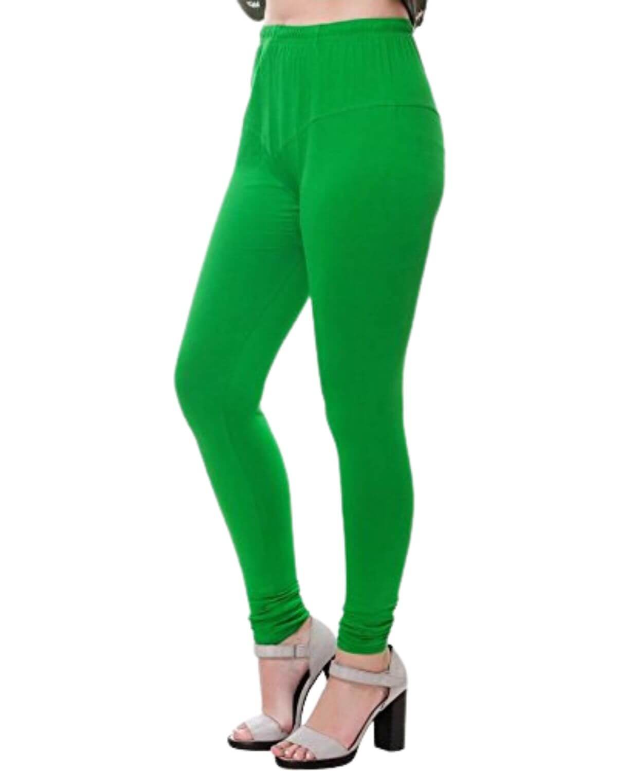 Women's Regular Fit Super Comfy Lycra Cotton Stretchable Leggings for Women, Bright Green