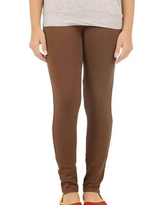 Women's Regular Fit Super Comfy Lycra Cotton Stretchable Leggings for Women, Brown