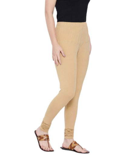 Women's Regular Fit Super Comfy Lycra Cotton Stretchable Leggings for Women, Chiku