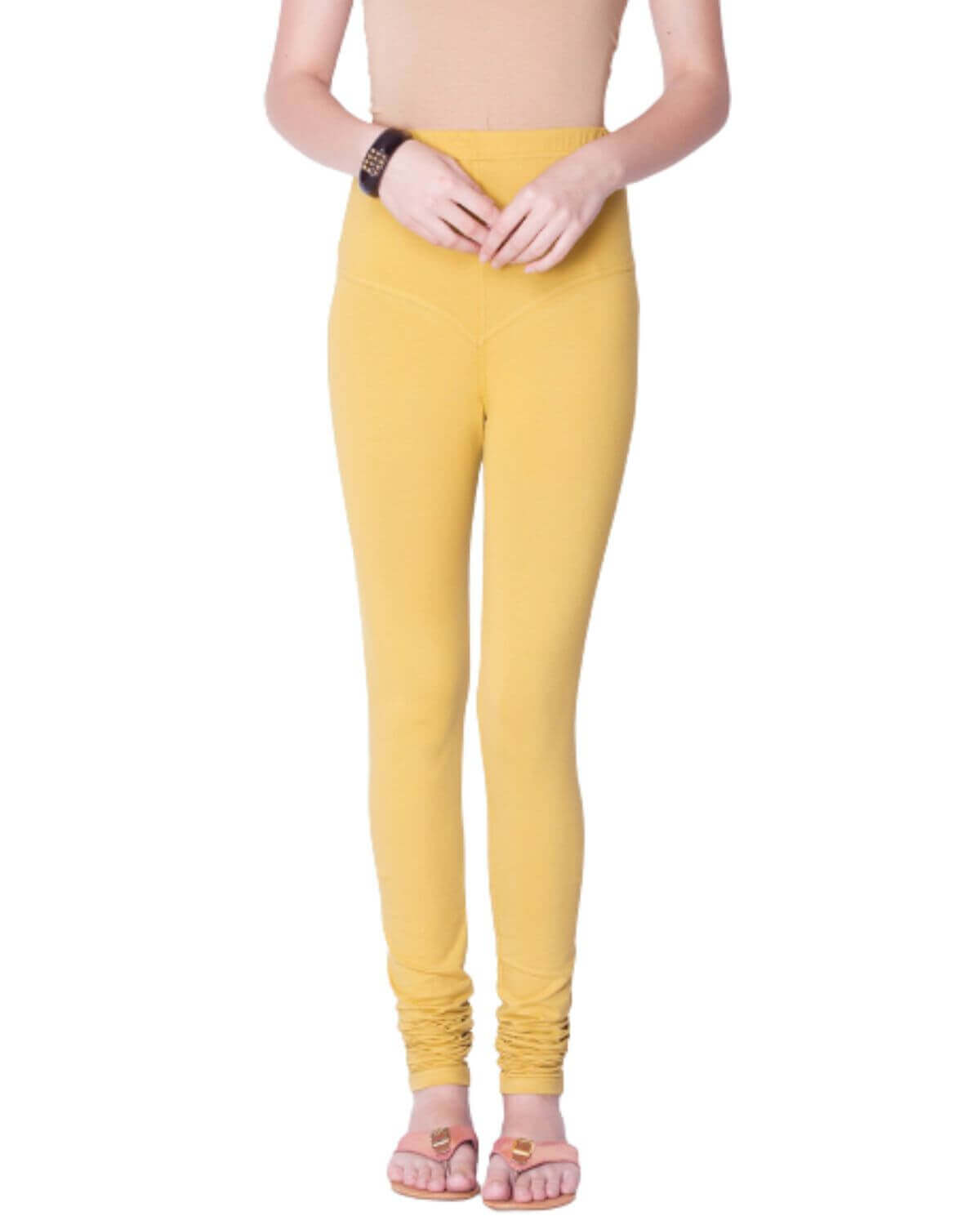 Women's Regular Fit Super Comfy Lycra Cotton Stretchable Leggings for Women, Cream Chiku