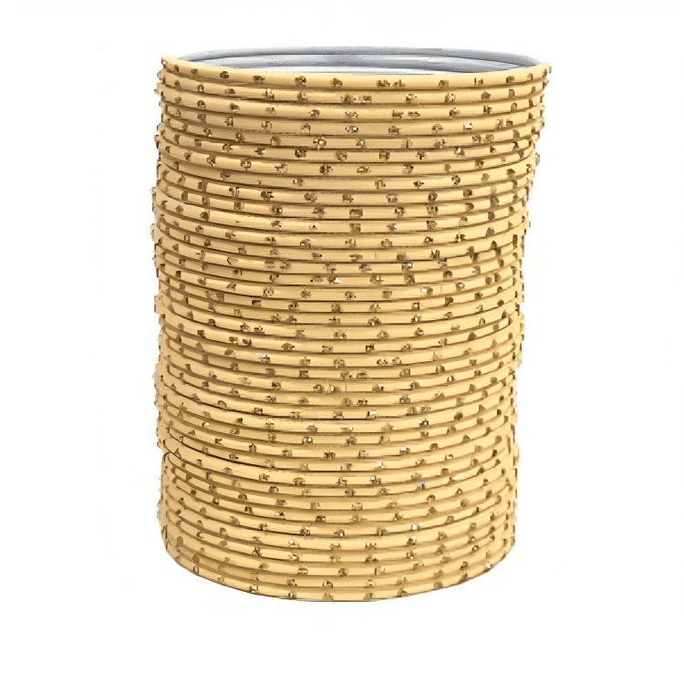 Cream Textured Bangles with Golden Dots Metal Bangles Set of 48 Bangles