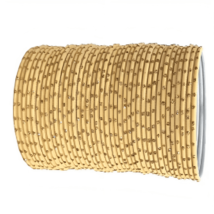 Cream Textured Bangles with Golden Dots Metal Bangles Set of 48 Bangles