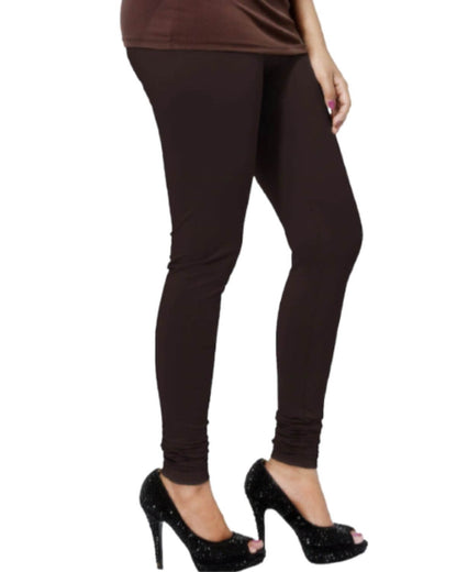 Women's Regular Fit Super Comfy Lycra Cotton Stretchable Leggings for Women, Dark Brown