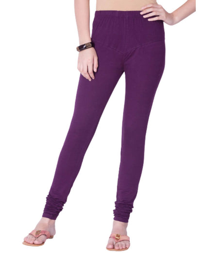 Women's Regular Fit Super Comfy Lycra Cotton Stretchable Leggings for Women, Dark Purple