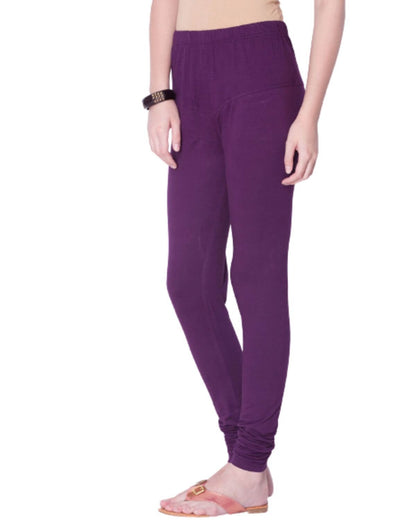 Women's Regular Fit Super Comfy Lycra Cotton Stretchable Leggings for Women, Dark Purple