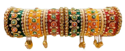 Traditional Rajasthani multi-color bridal chuda set for women and girls | Punjabi wedding bangles | Kundan work