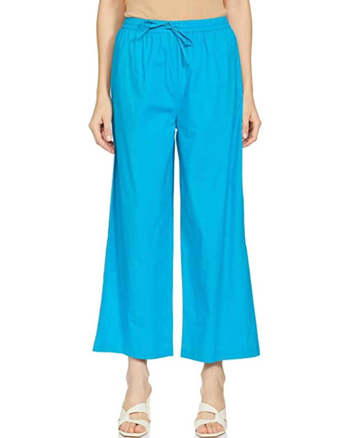 Firozi Rayon Cotton Regular Fit Palazzo Pants for Women 