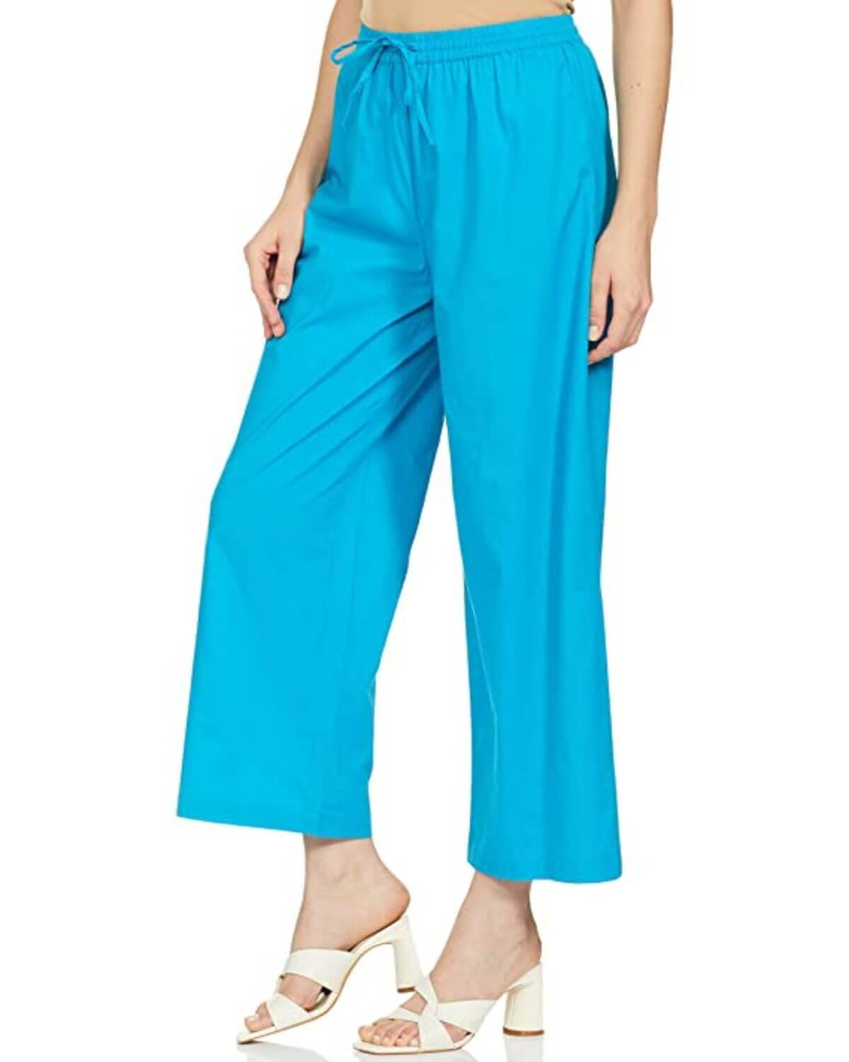 Firozi Rayon Cotton Regular Fit Palazzo Pants for Women 