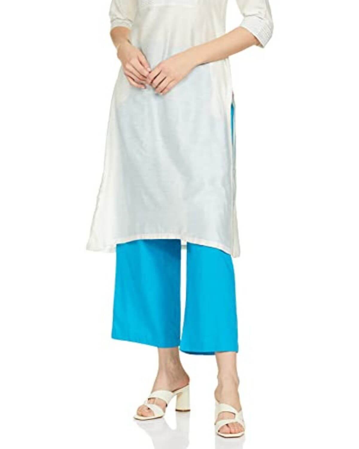 Firozi Rayon Cotton Regular Fit Palazzo Pants for Women 