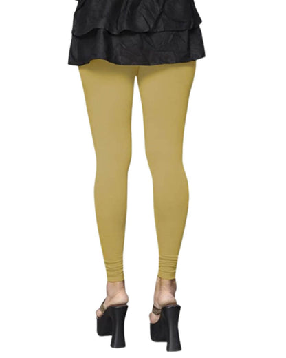 Women's Regular Fit Super Comfy Lycra Cotton Stretchable Leggings for Women, Golden Beige