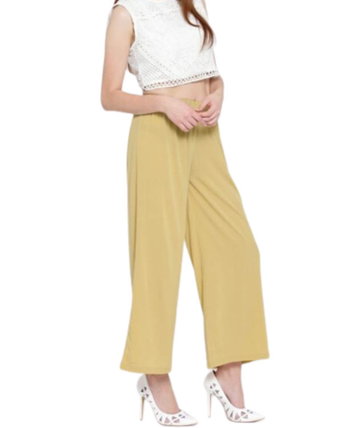 Golden Rayon Cotton Regular Fit Palazzo Pants for Women 