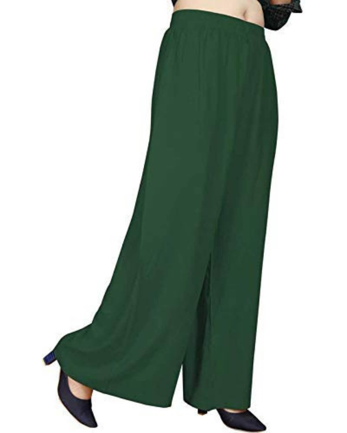 Green Rayon Cotton Regular Fit Palazzo Pants for Women 