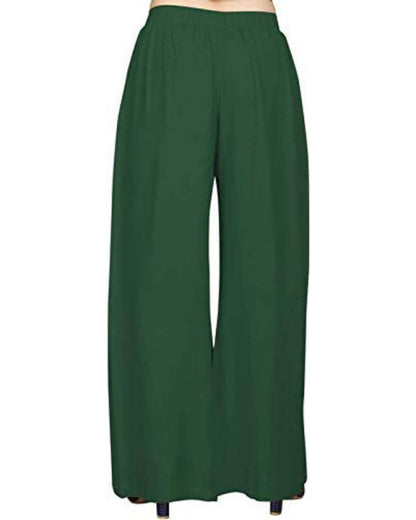 Green Rayon Cotton Regular Fit Palazzo Pants for Women 