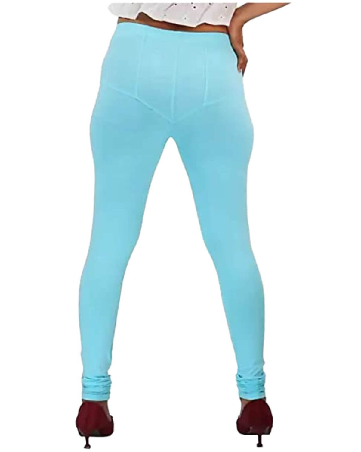 Women's Regular Fit Super Comfy Lycra Cotton Stretchable Leggings for Women, Light Firozi