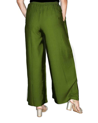 Light Mehendi Rayon Cotton Regular Fit Palazzo Pants for Women 