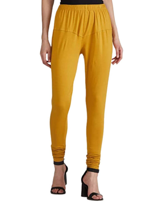 Women's Regular Fit Super Comfy Lycra Cotton Stretchable Leggings for Women, Light Mustard