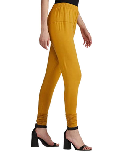 Women's Regular Fit Super Comfy Lycra Cotton Stretchable Leggings for Women, Light Mustard