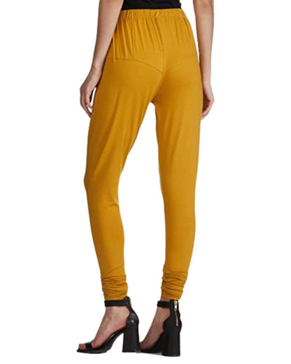 Women's Regular Fit Super Comfy Lycra Cotton Stretchable Leggings for Women, Light Mustard