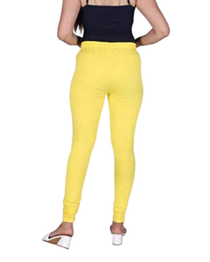 Women's Regular Fit Super Comfy Lycra Cotton Stretchable Leggings for Women, Light Yellow