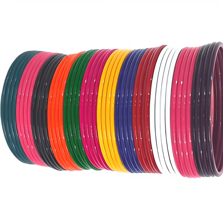 Multi12 Color Plain Glossy Metal Bangles for womens set of 48 bangles